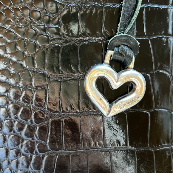 Brighton black croco embossed leather handbag accented with silver hearts - Picture 9 of 9